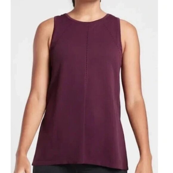 Athleta women's Foothill Crew Neck Split Back Tank in burgundy EUC - Picture 2 of 6